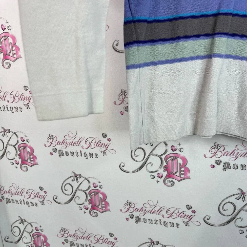 French Connection long sleeve stripes white grey Blue and White Striped Top